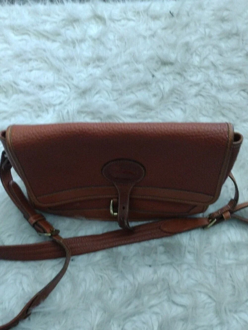 Dooney & Bourke Cognac Pebbled Leather Crossbody with Buckle